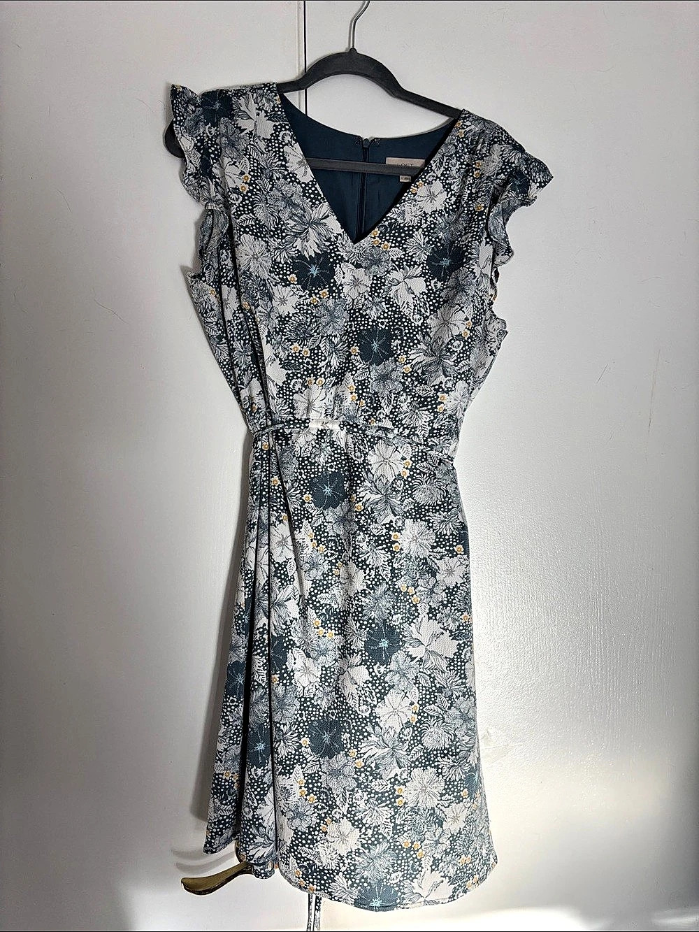 LOFT Floral Ruffle Sleeve Dress